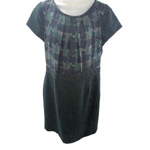 Talbots Navy Teal Tweed Sheath‎ Dress Lined Womens Size Medium